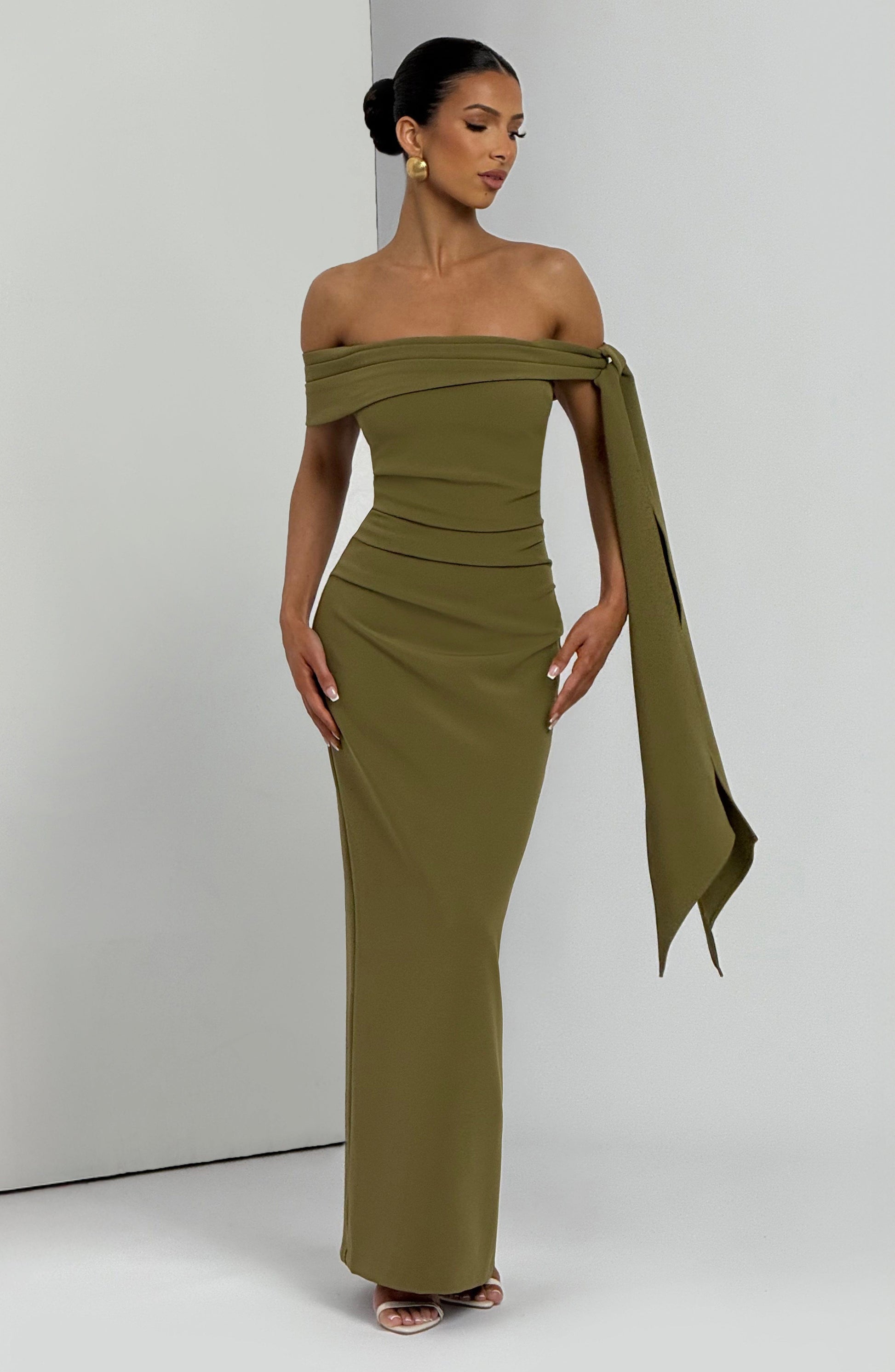 Mona - Deep Olive Maxi Dress