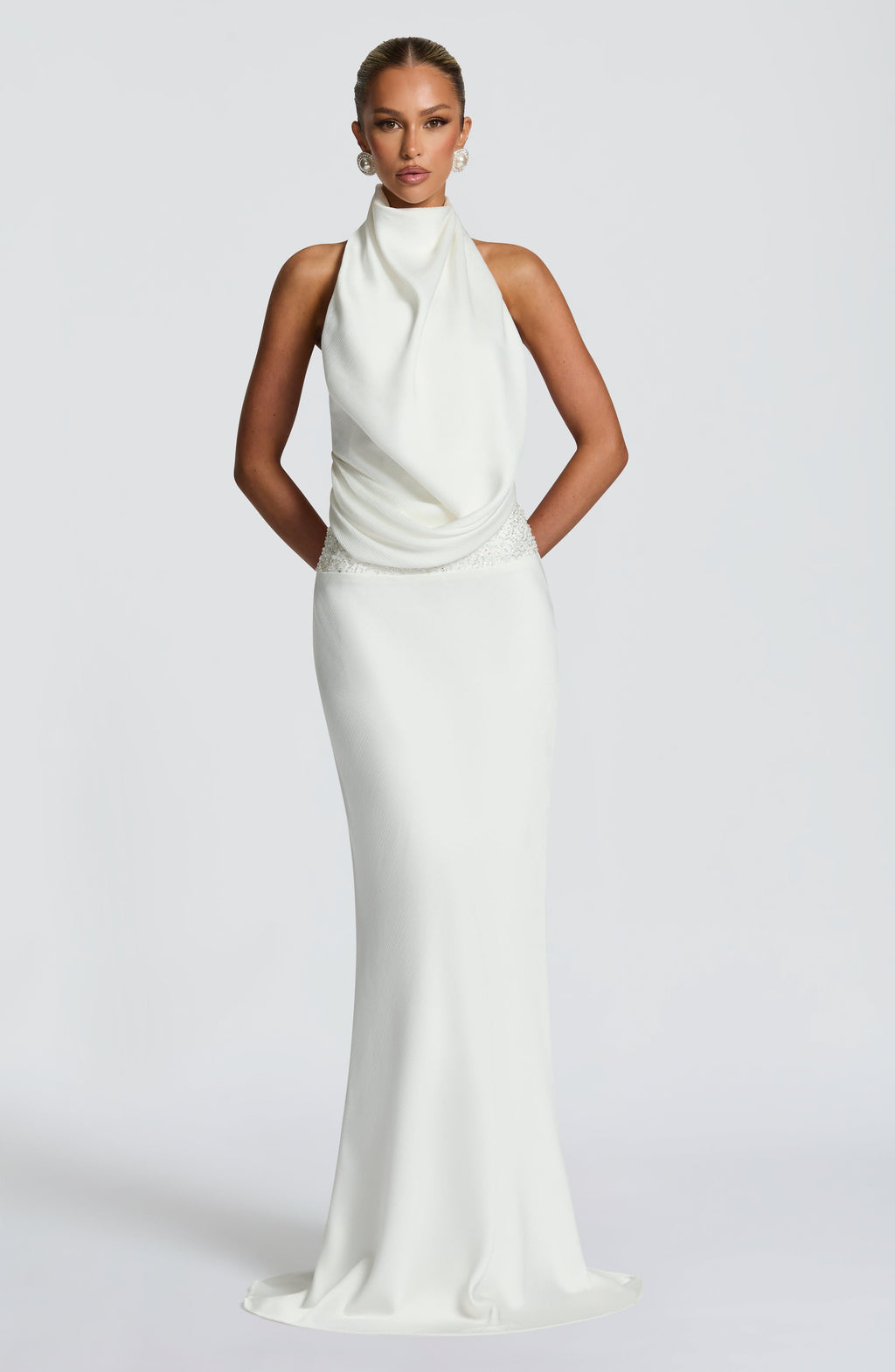 Armelle Satin Maxi Dress - Ivory
