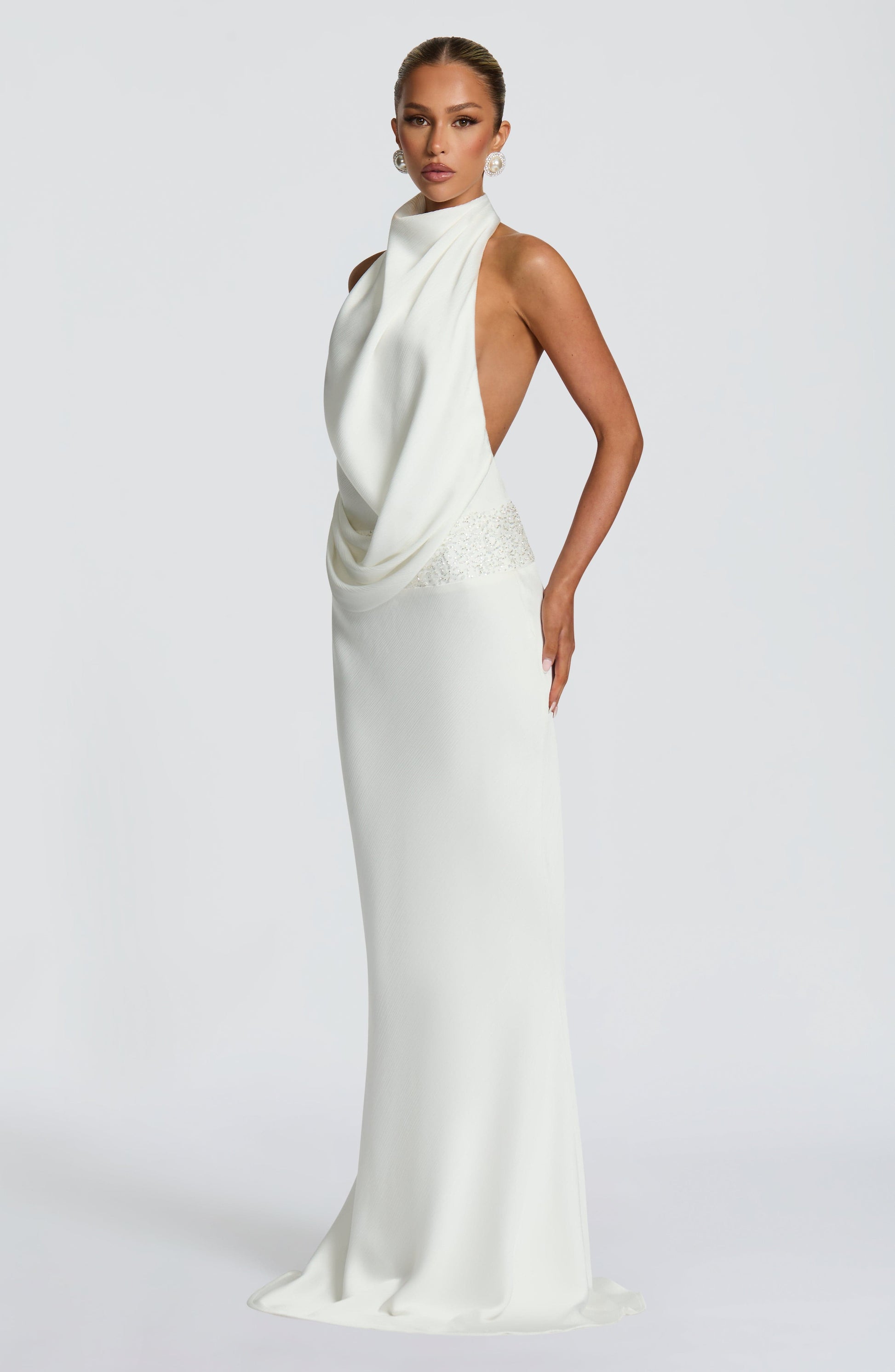 Armelle Satin Maxi Dress - Ivory