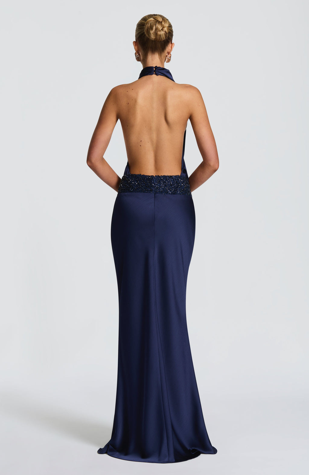Armelle Satin Maxi Dress - Navy Blue