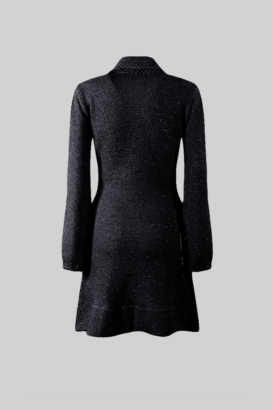 Knit Textured Mini Dress - Black