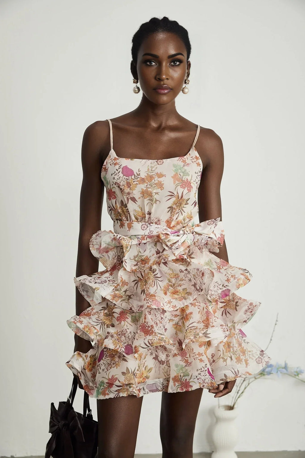 Kyla - Pink Floral Ruffle Mini Dress