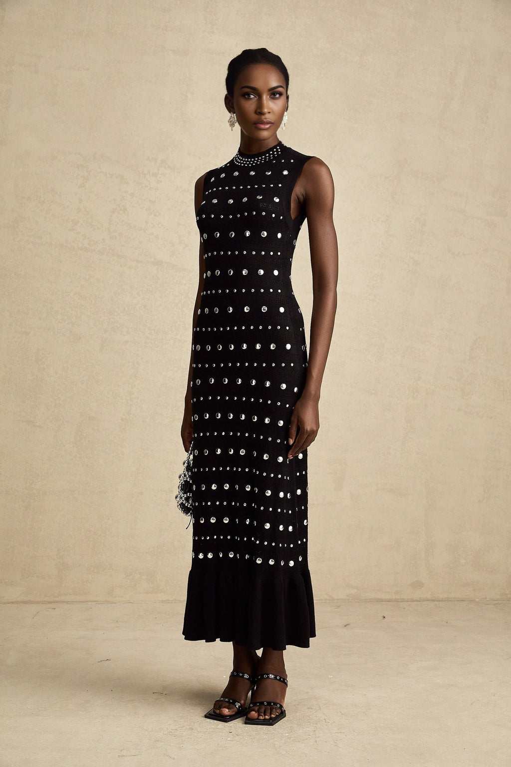 Cinzietta - Crochet Knit Embellished Maxi Dress