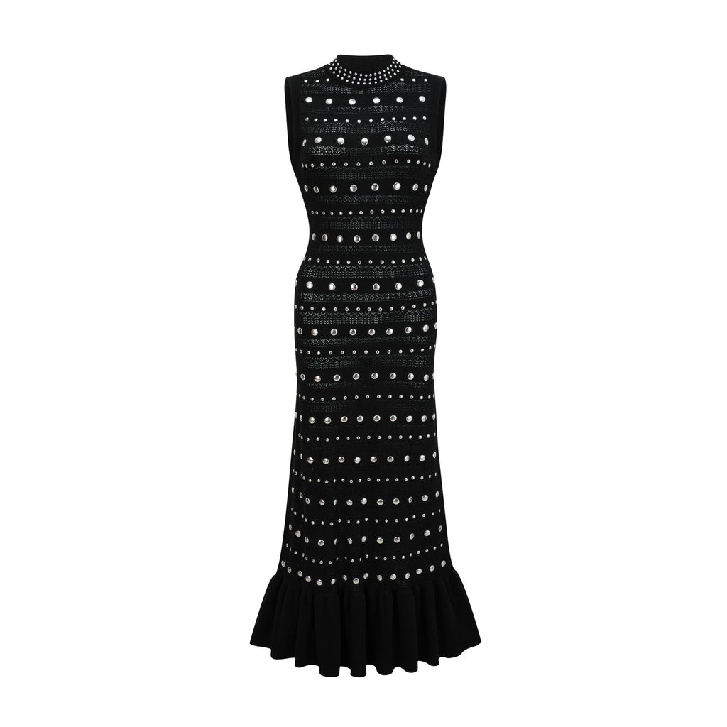 Cinzietta - Crochet Knit Embellished Maxi Dress
