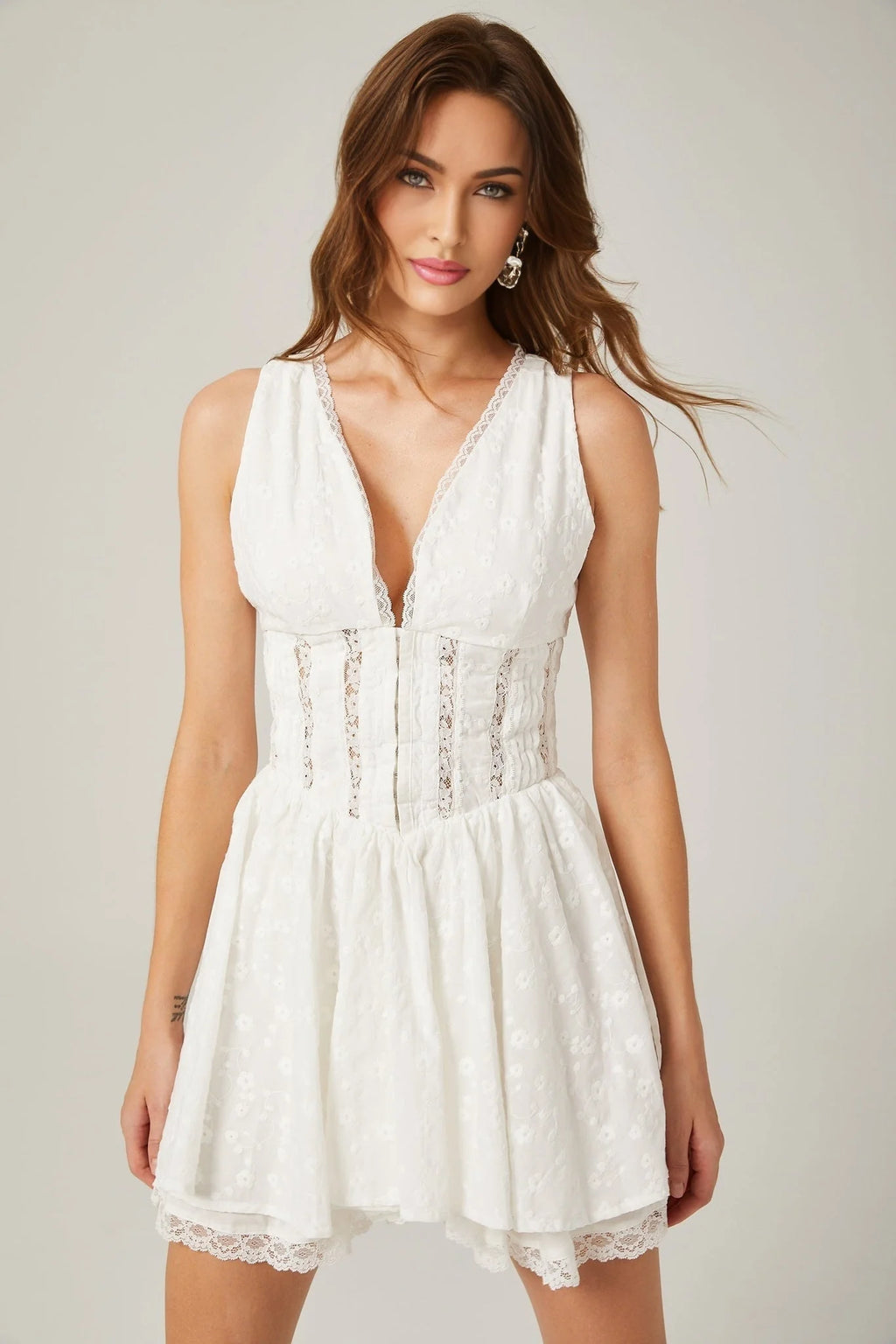 Clarissa - Floral Embroidered Lace Mini Dress