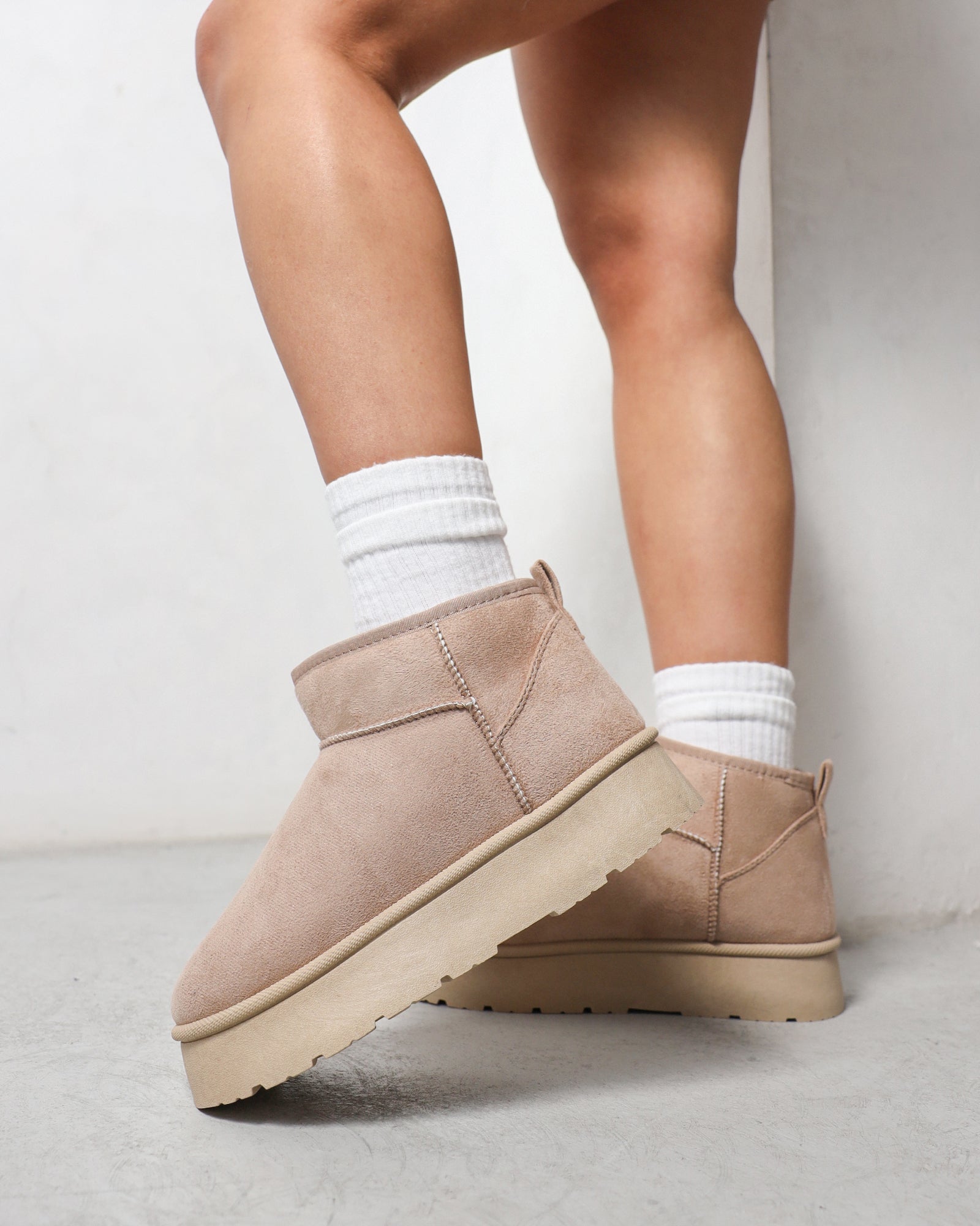 Klara - Beige Faux Suede Boots
