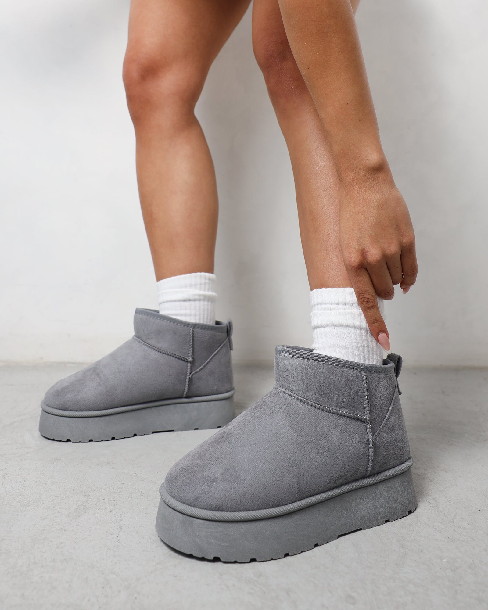 Klara - Grey Faux Suede Boots