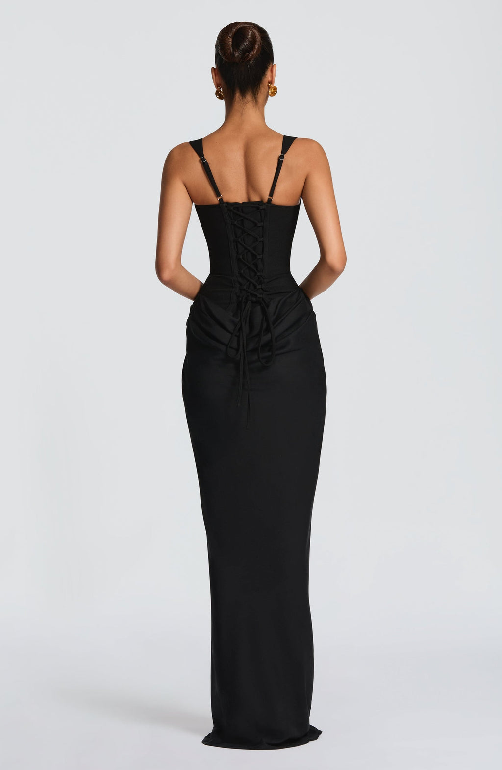 Paulette Sculpted Bodycon Maxi Dress with Lace-Up Back