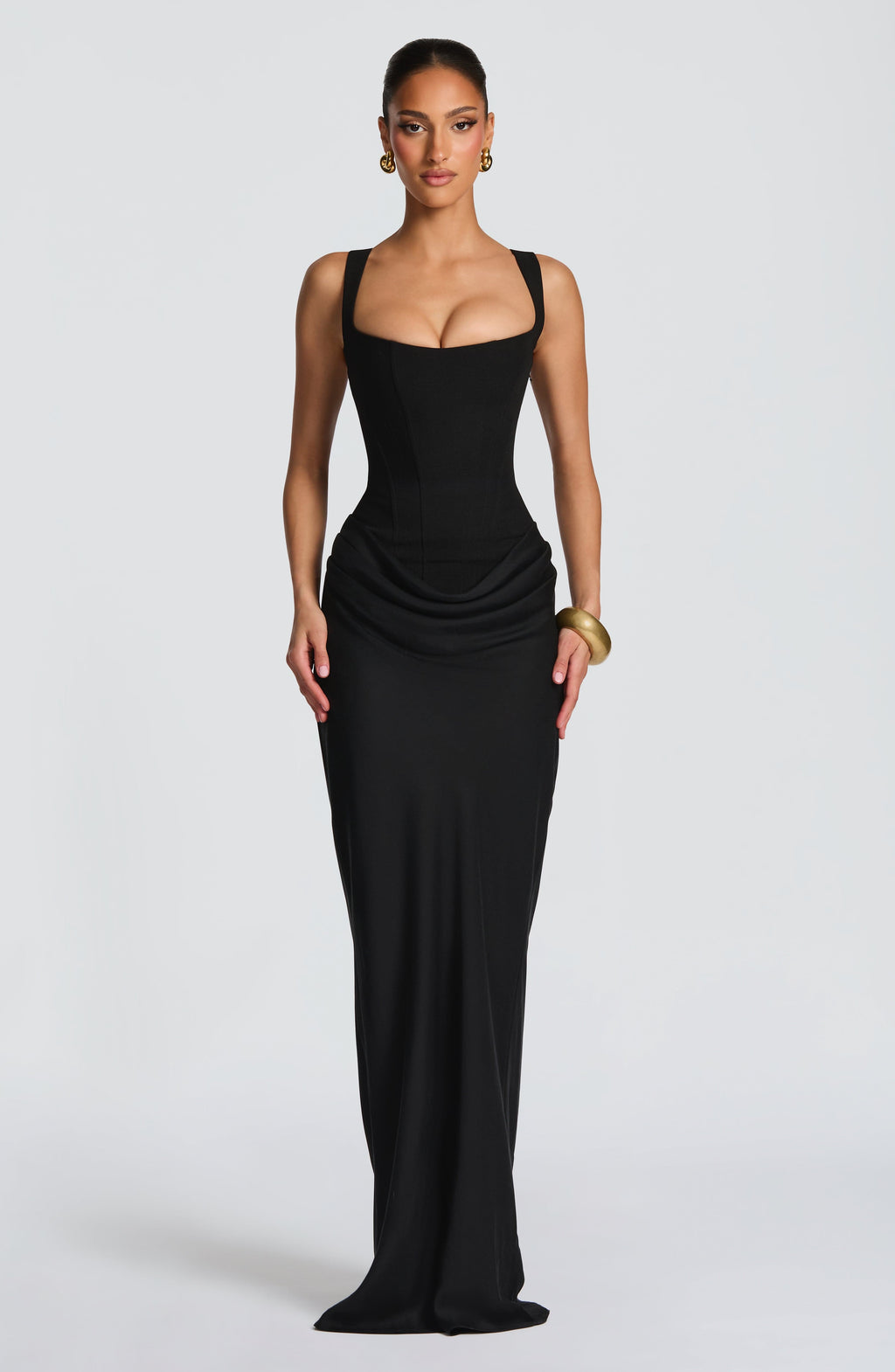 Paulette Sculpted Bodycon Maxi Dress with Lace-Up Back