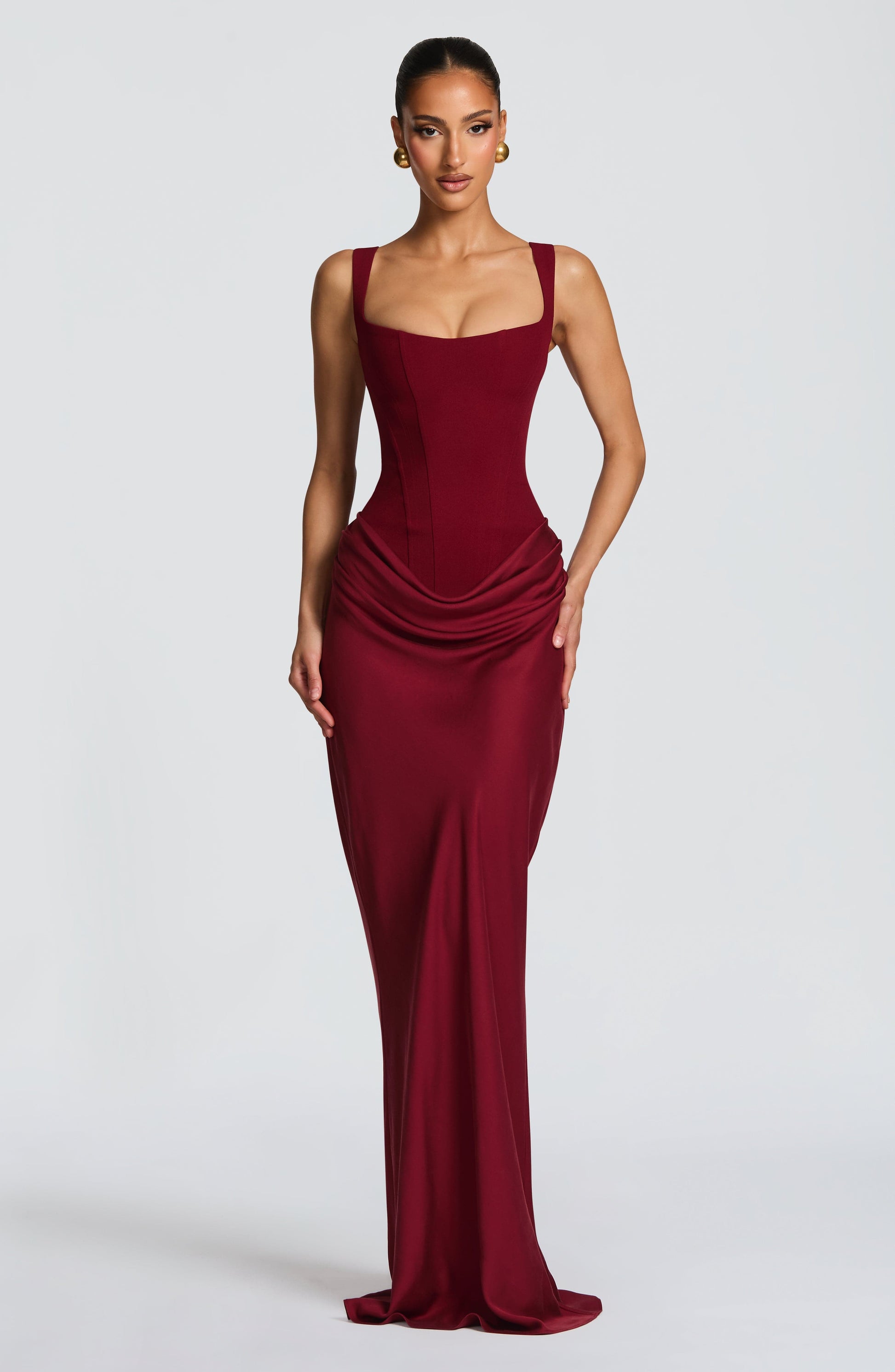Paulette Sculpted Bodycon Maxi Dress with Lace-Up Back
