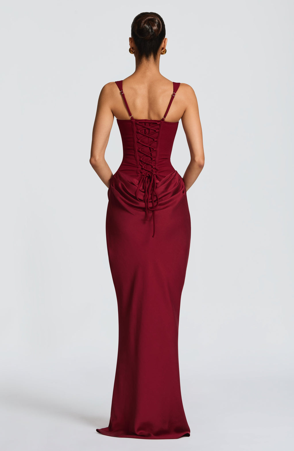Paulette Sculpted Bodycon Maxi Dress with Lace-Up Back