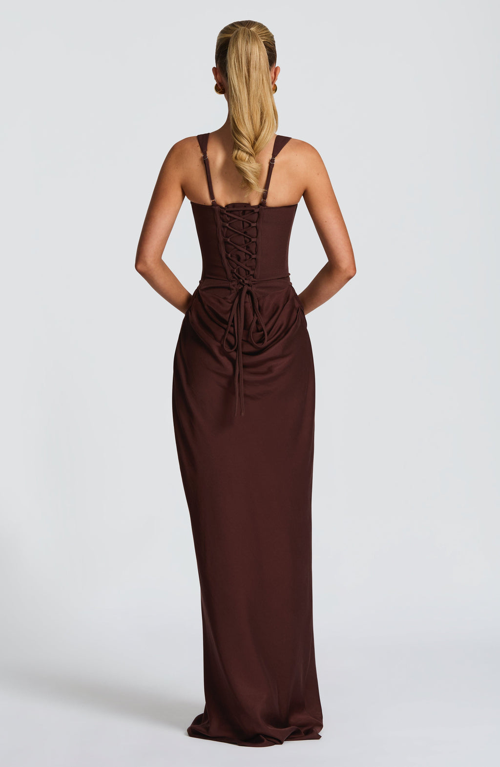 Paulette Sculpted Bodycon Maxi Dress with Lace-Up Back