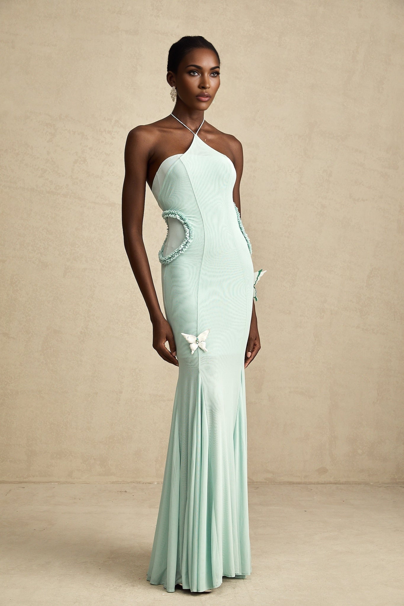 Daniela - Butterfly Ruffle Detail Maxi Dress