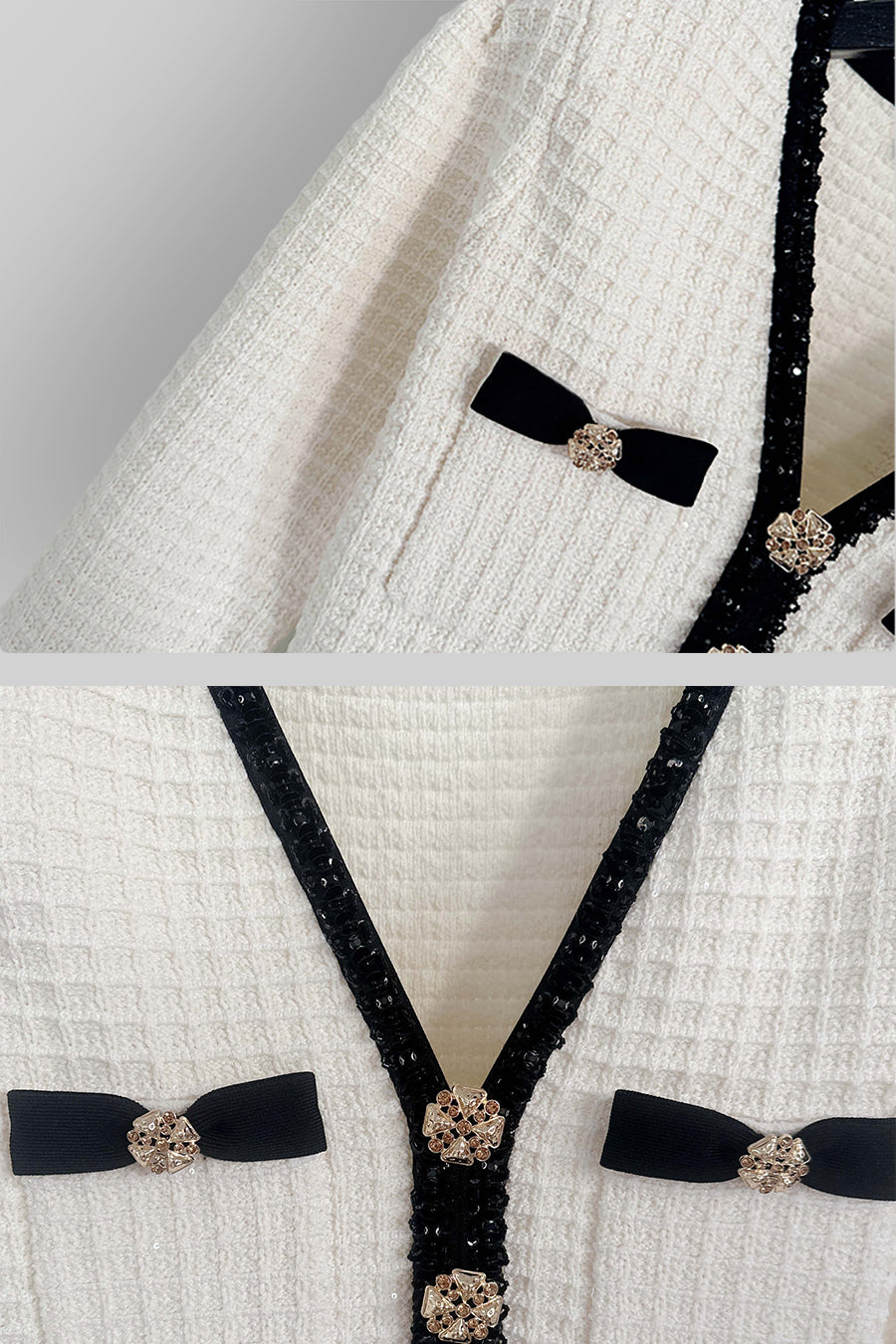 Textured Pattern Knit Mini Dress - Ivory