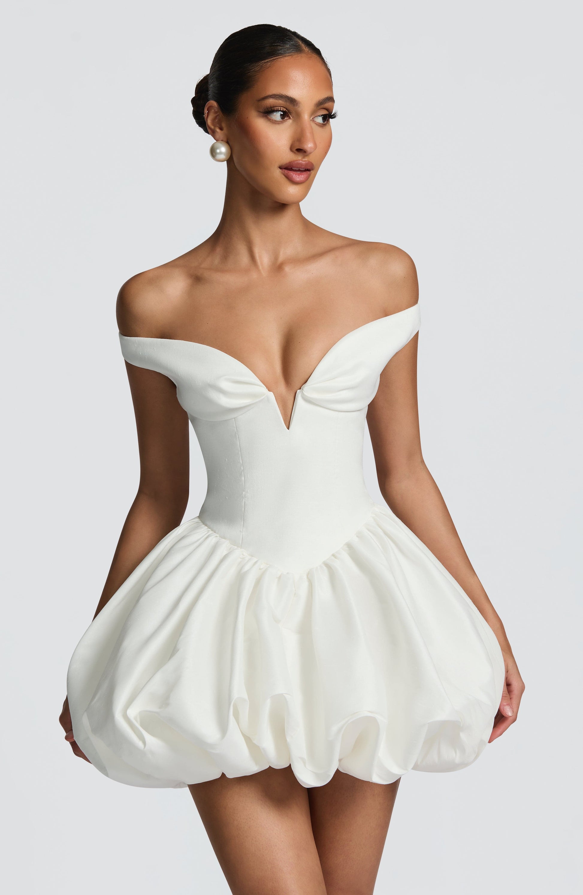 Osanne - Ivory Puff Mini Dress