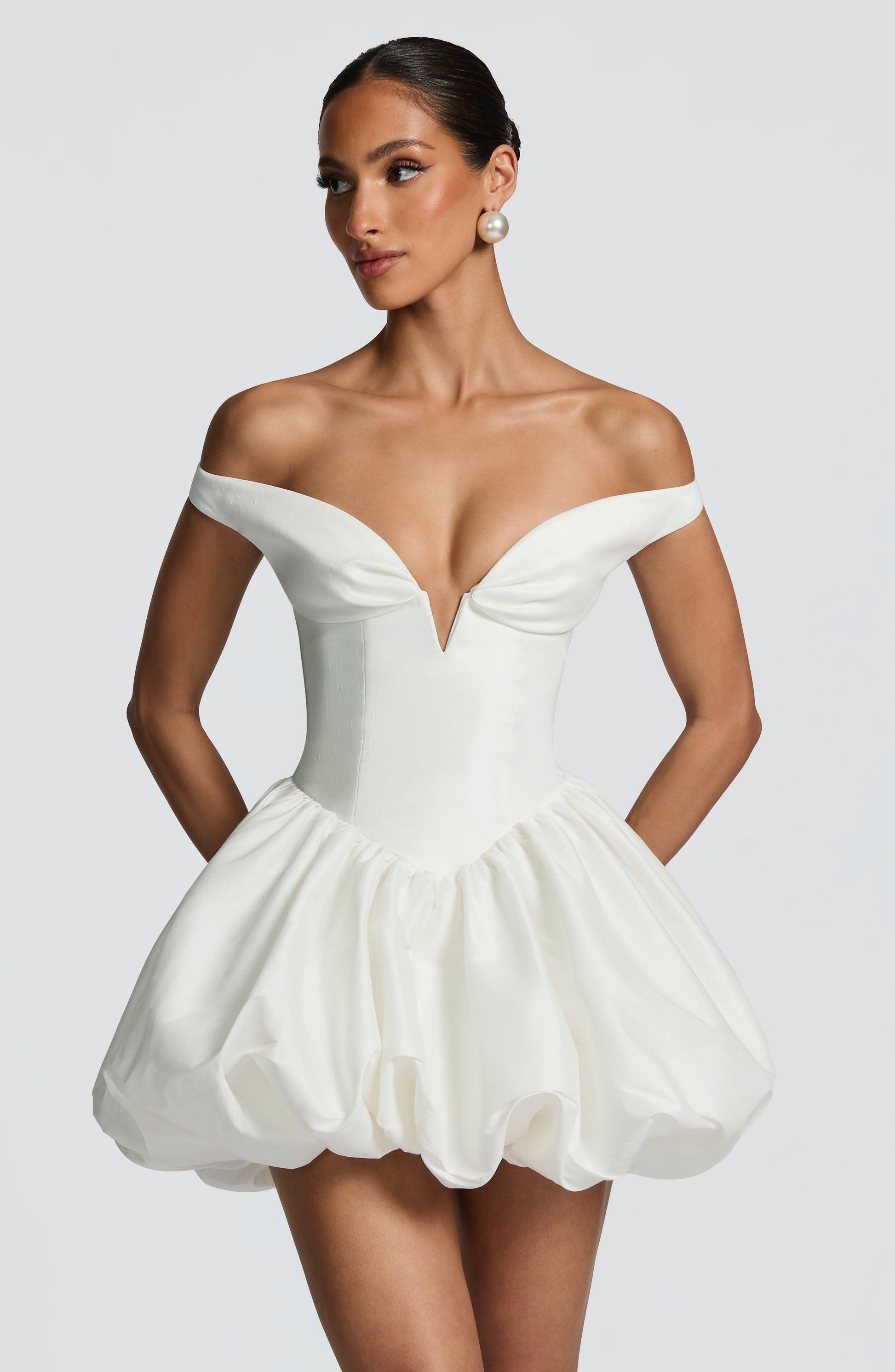 Osanne - Ivory Puff Mini Dress