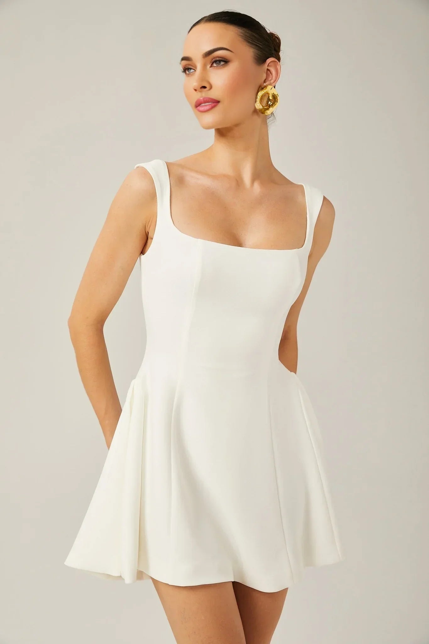 Annie - White Flared Mini Dress