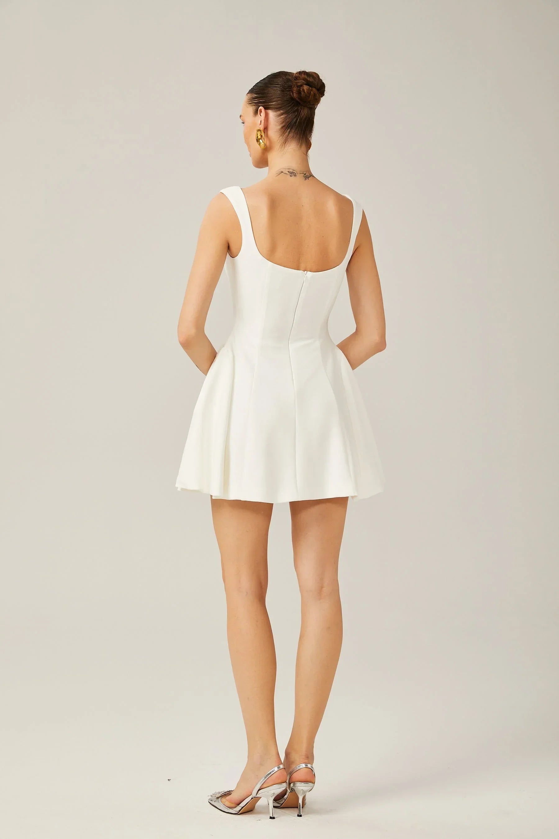 Annie - White Flared Mini Dress