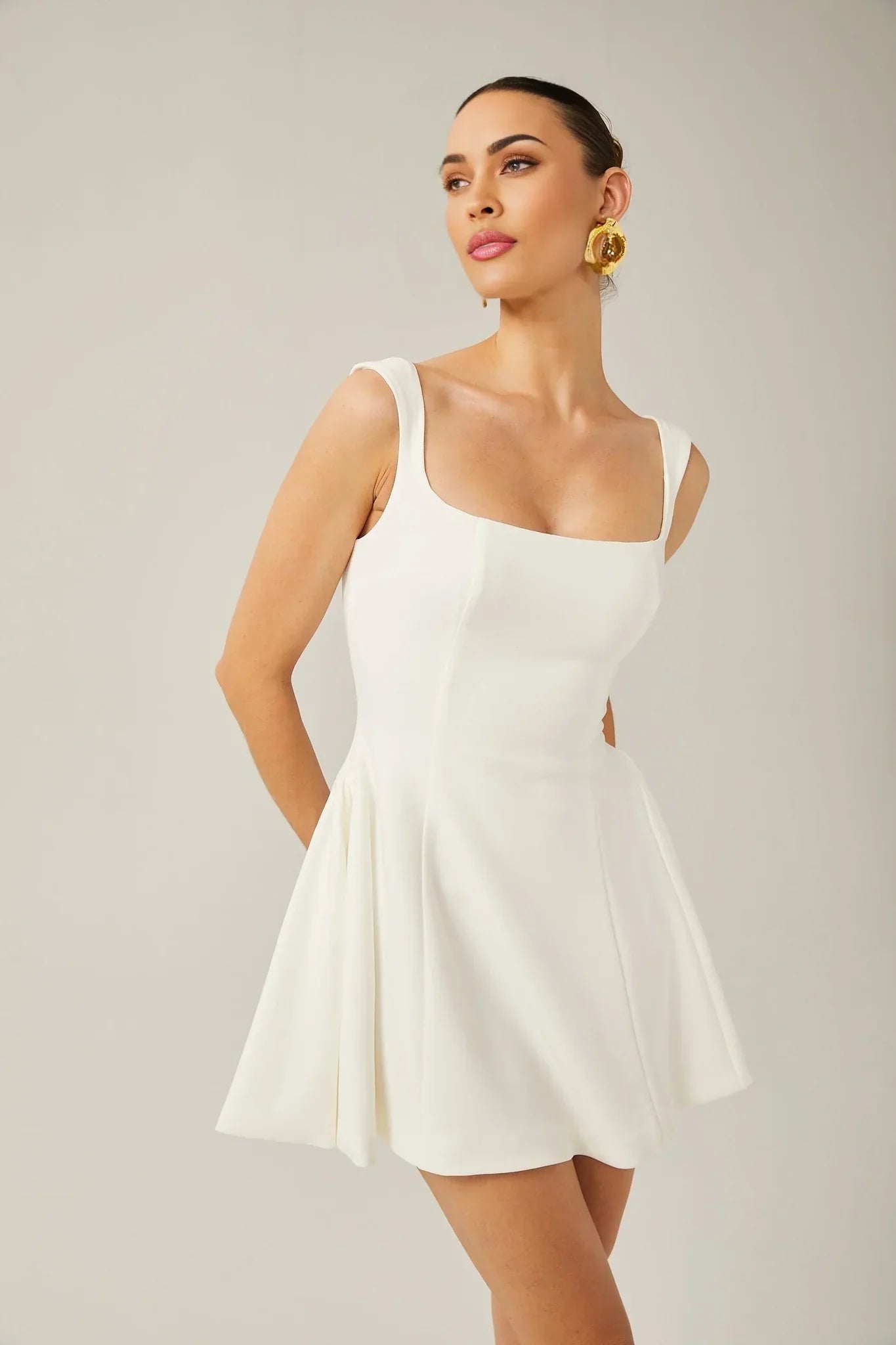 Annie - White Flared Mini Dress