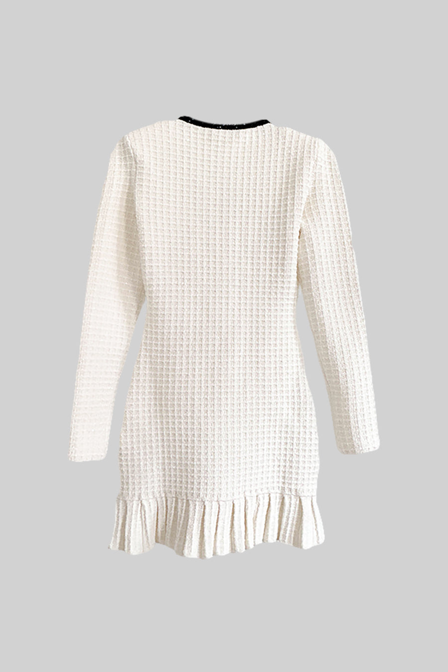 Textured Pattern Knit Mini Dress - Ivory