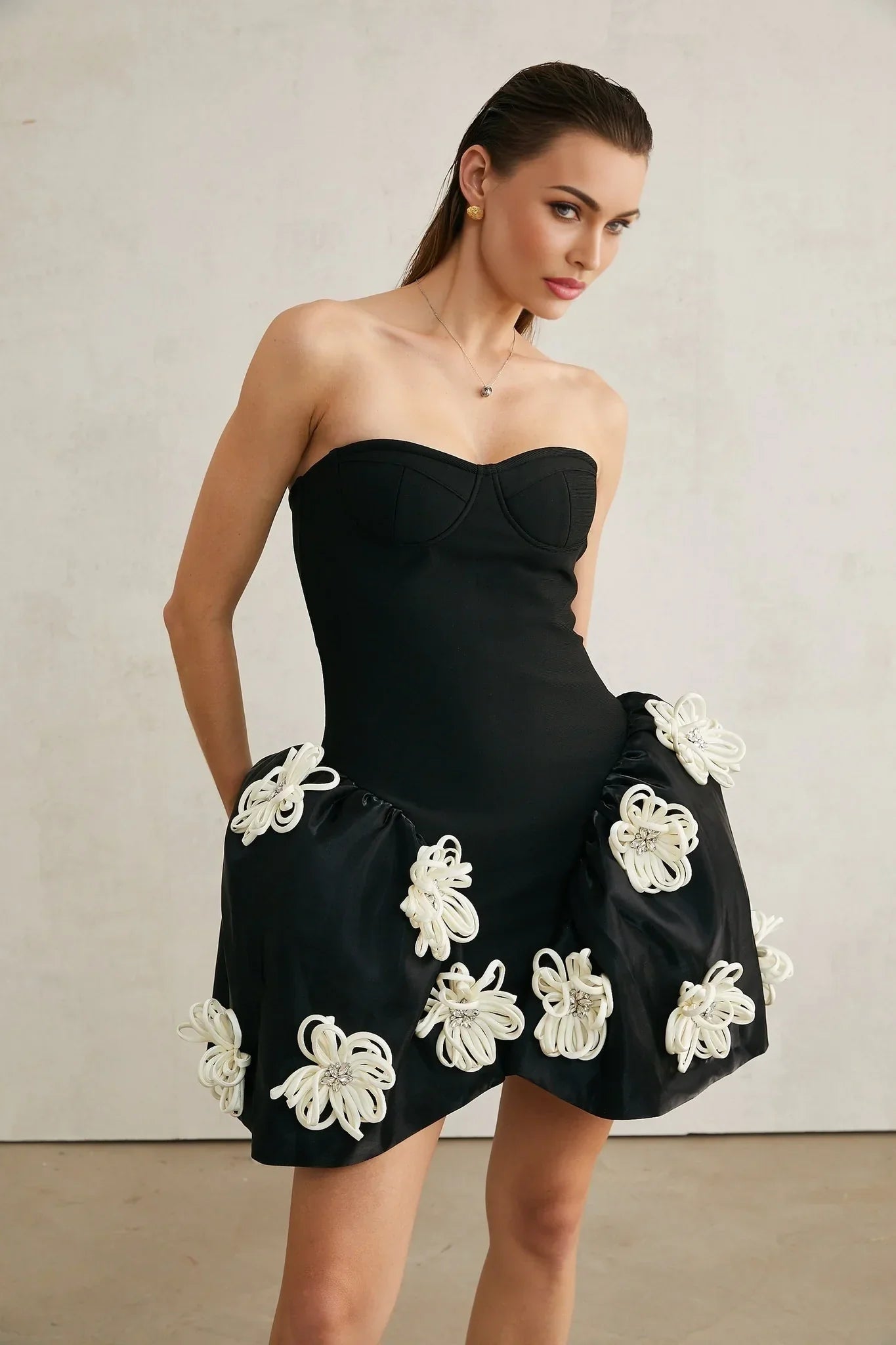 Ava - Floral Applique Mini Dress
