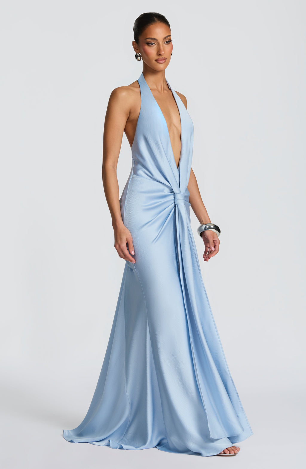 Linette Satin Maxi Dress - Glacier Blue