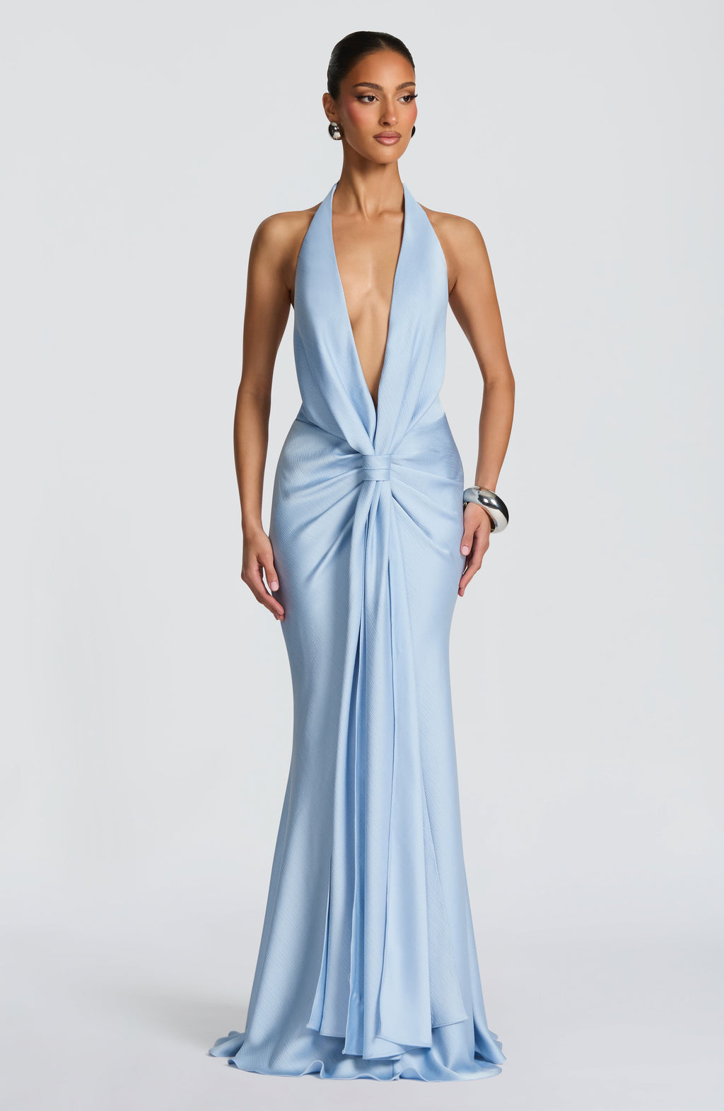 Linette Satin Maxi Dress - Glacier Blue