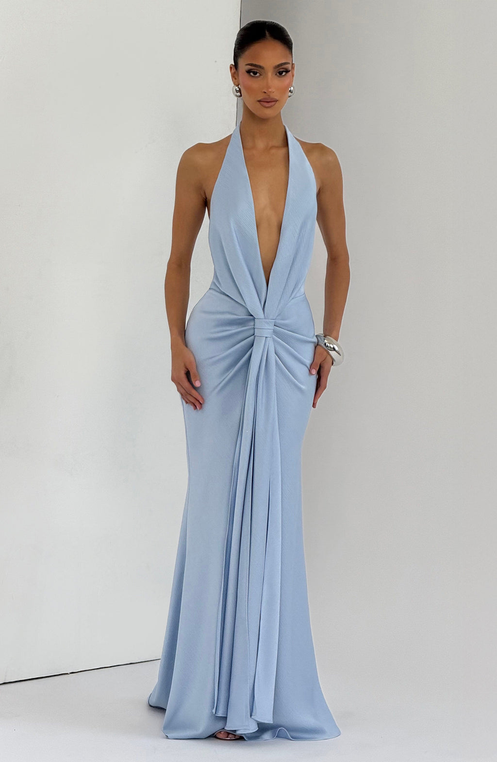Linette Satin Maxi Dress - Glacier Blue