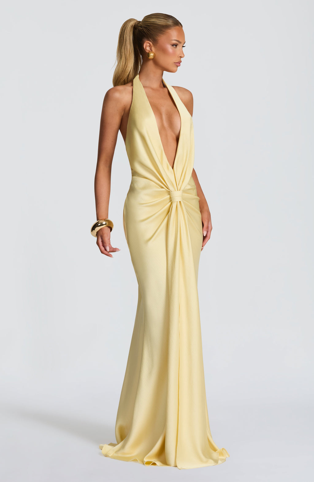 Linette Satin Maxi Dress - Yellow