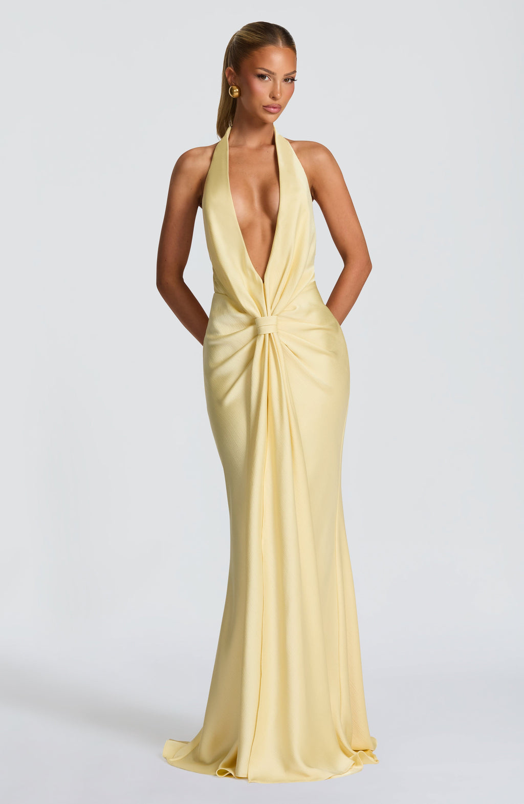 Linette Satin Maxi Dress - Yellow