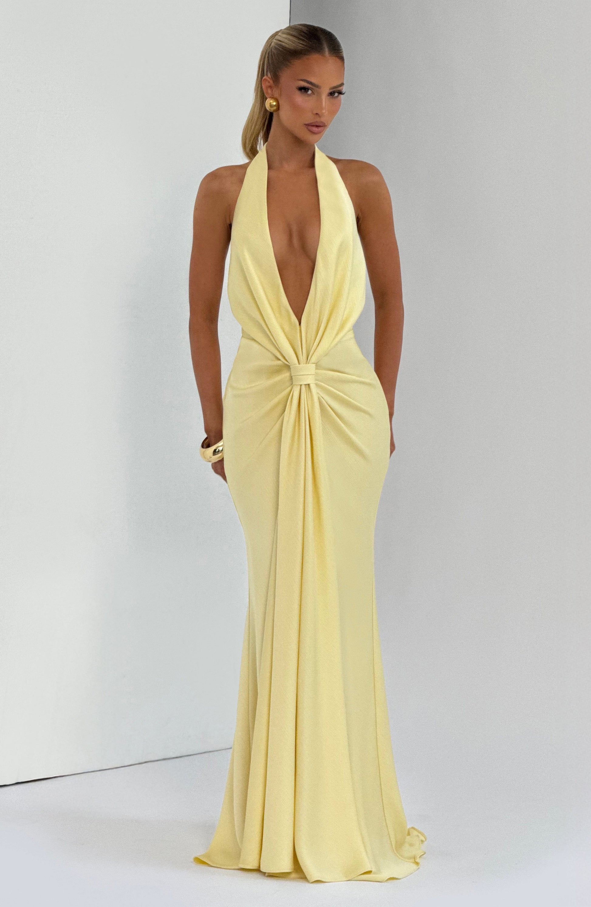 Linette Satin Maxi Dress - Yellow