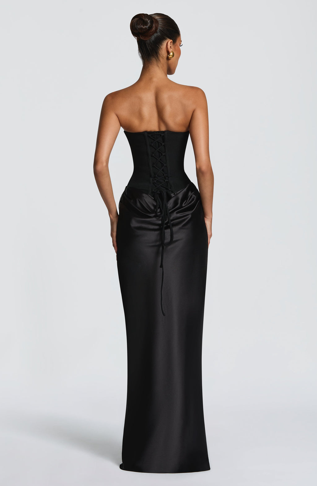 Maggie Lace-up Back Maxi Dress - Black