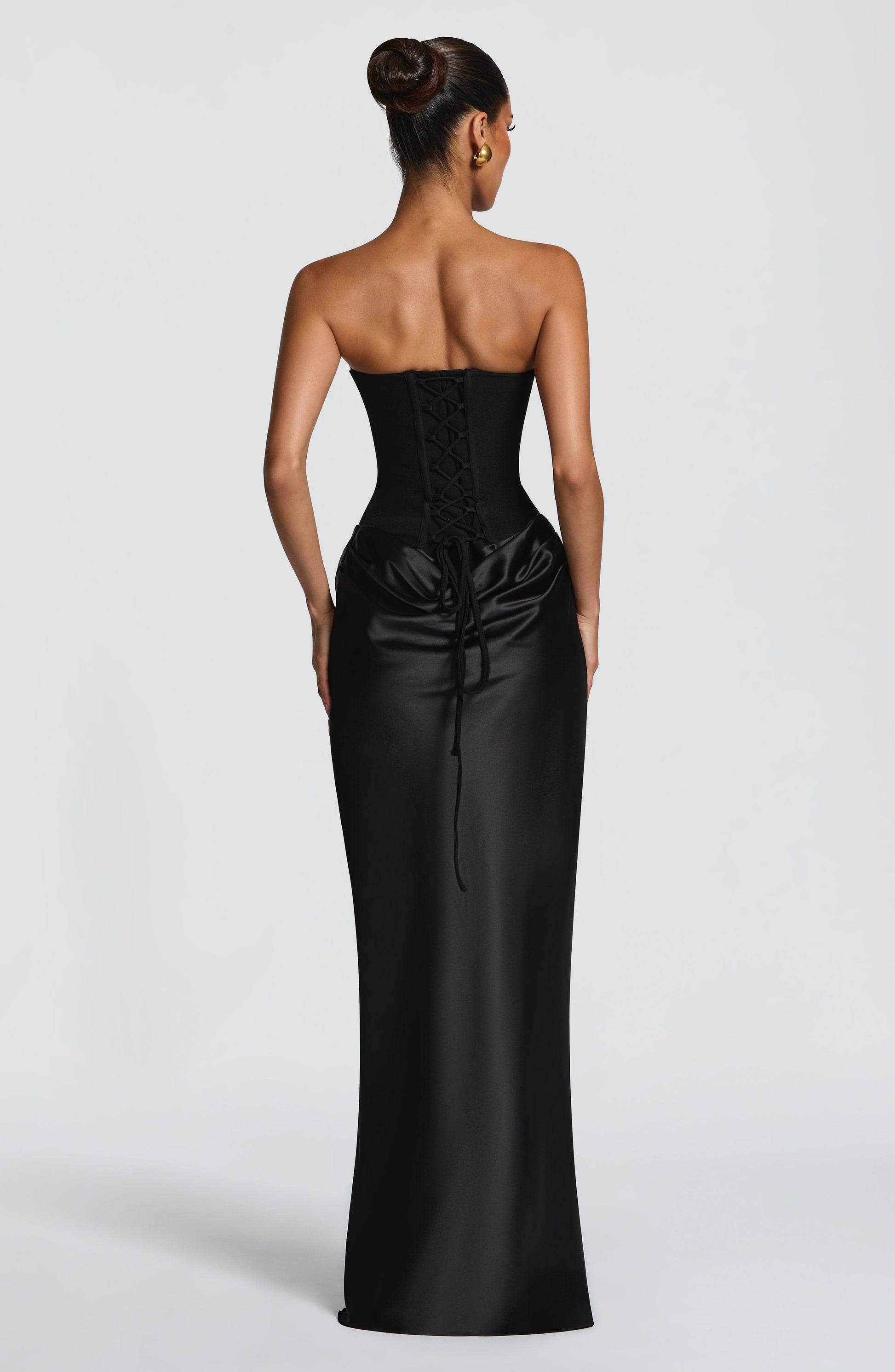 Maggie Lace-up Back Maxi Dress - Black