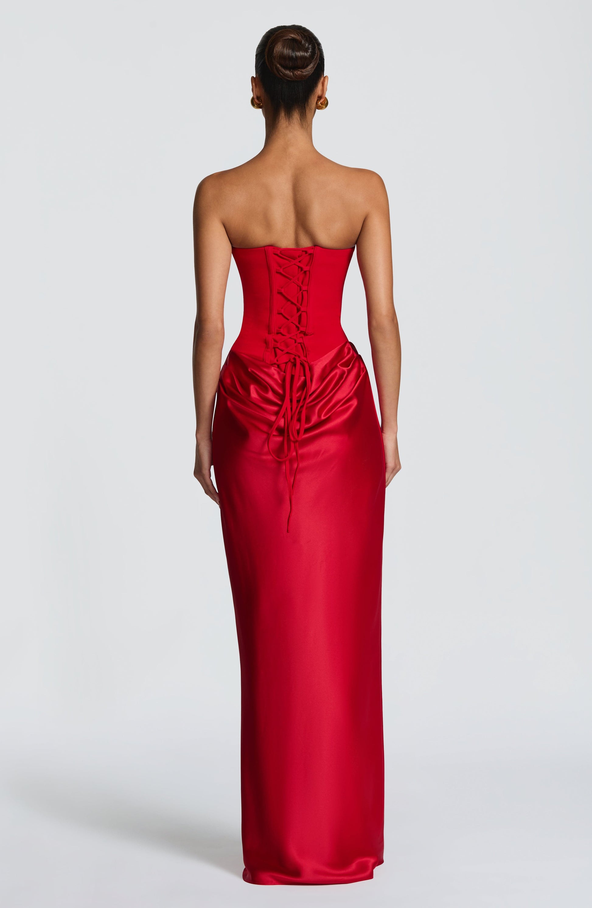 Maggie Lace-up Back Maxi Dress - Red