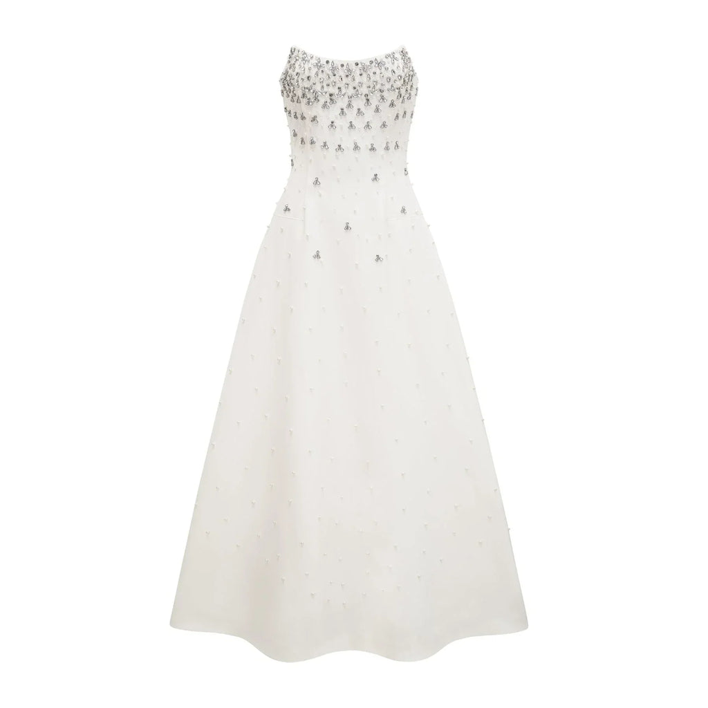 Abigail - White Pearl Maxi Dress