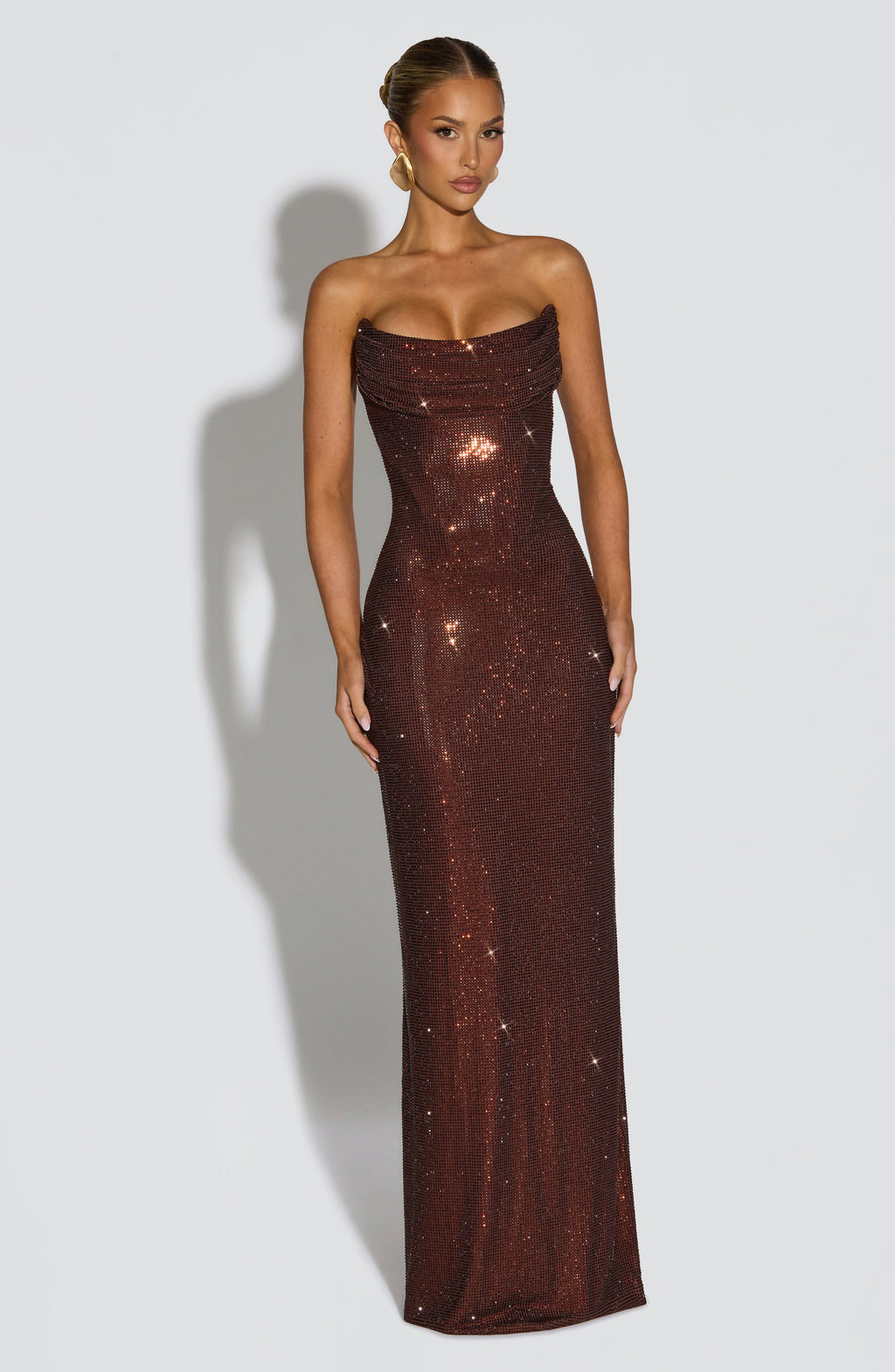 Maliyah Sequin Maxi Dress - Plum Brown