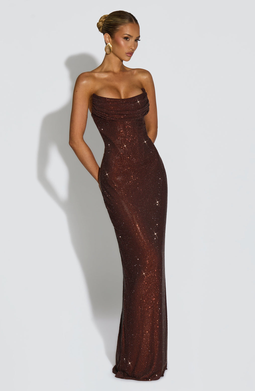 Maliyah Sequin Maxi Dress - Plum Brown