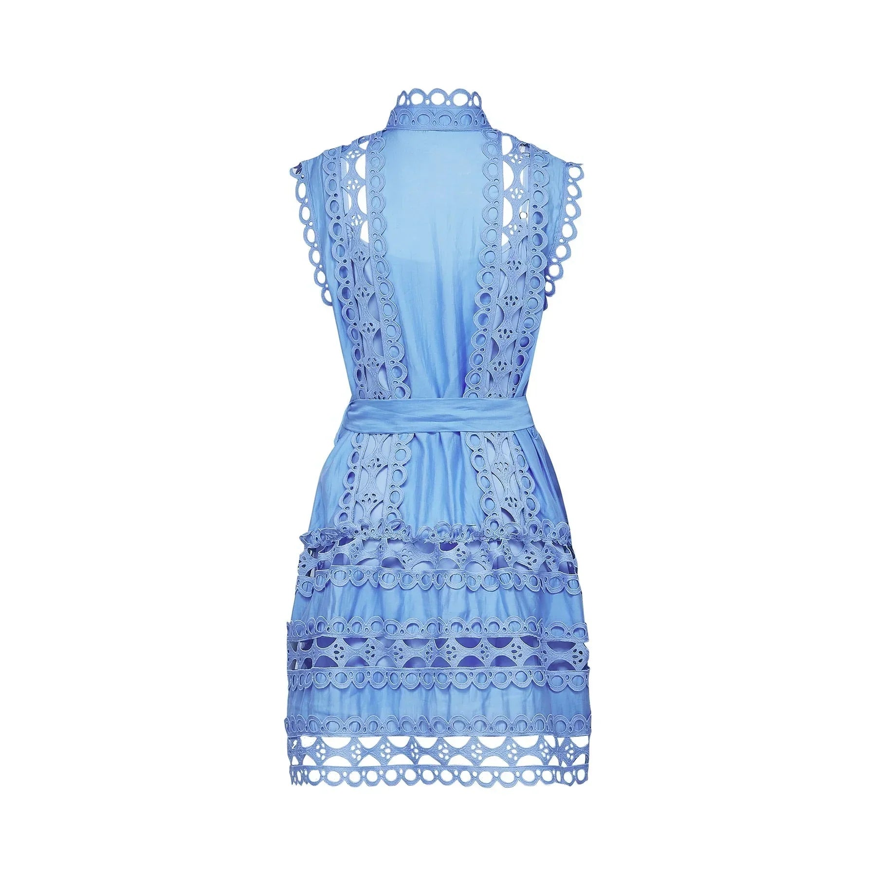 Audrey - Blue Cut Out Belted Mini Dress