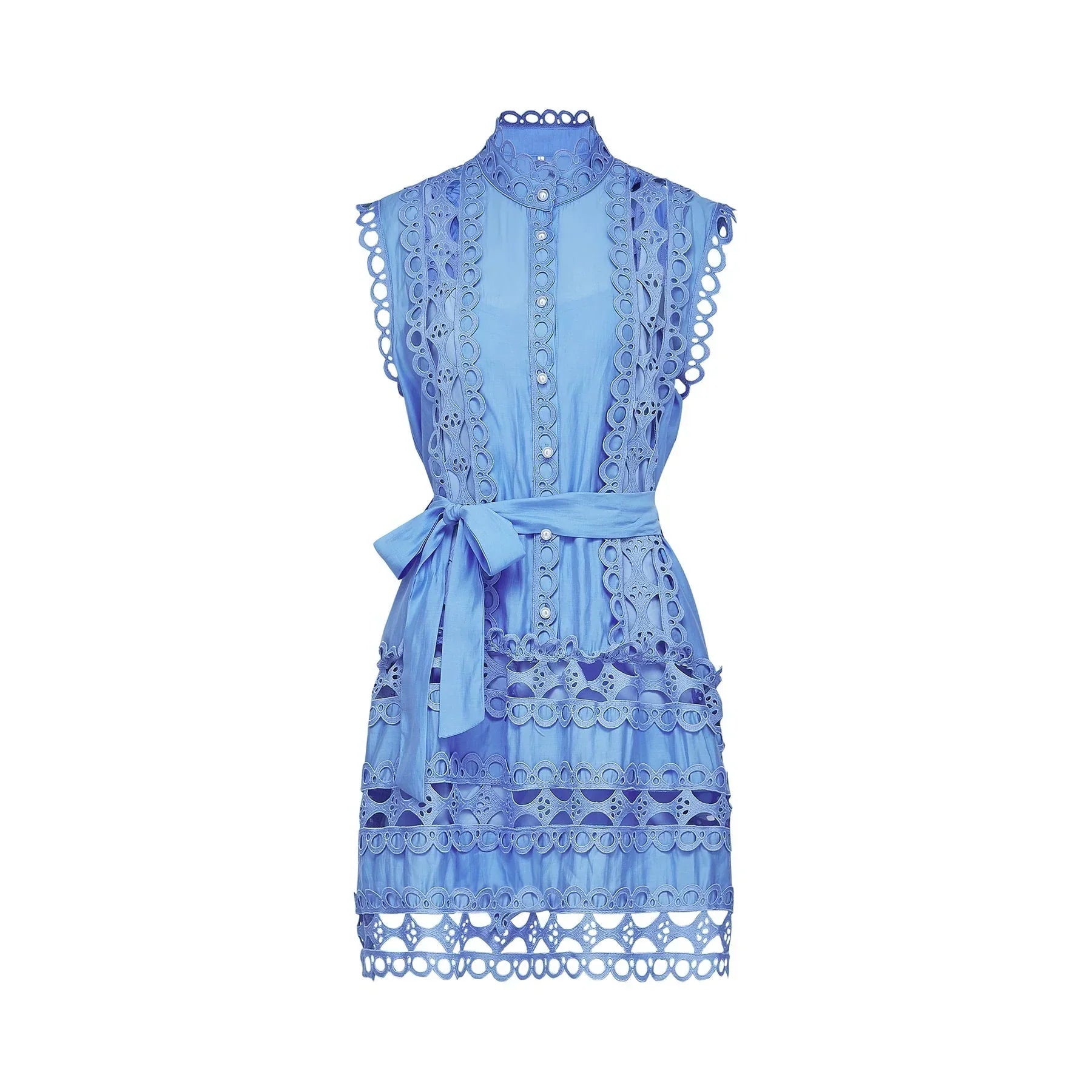 Audrey - Blue Cut Out Belted Mini Dress
