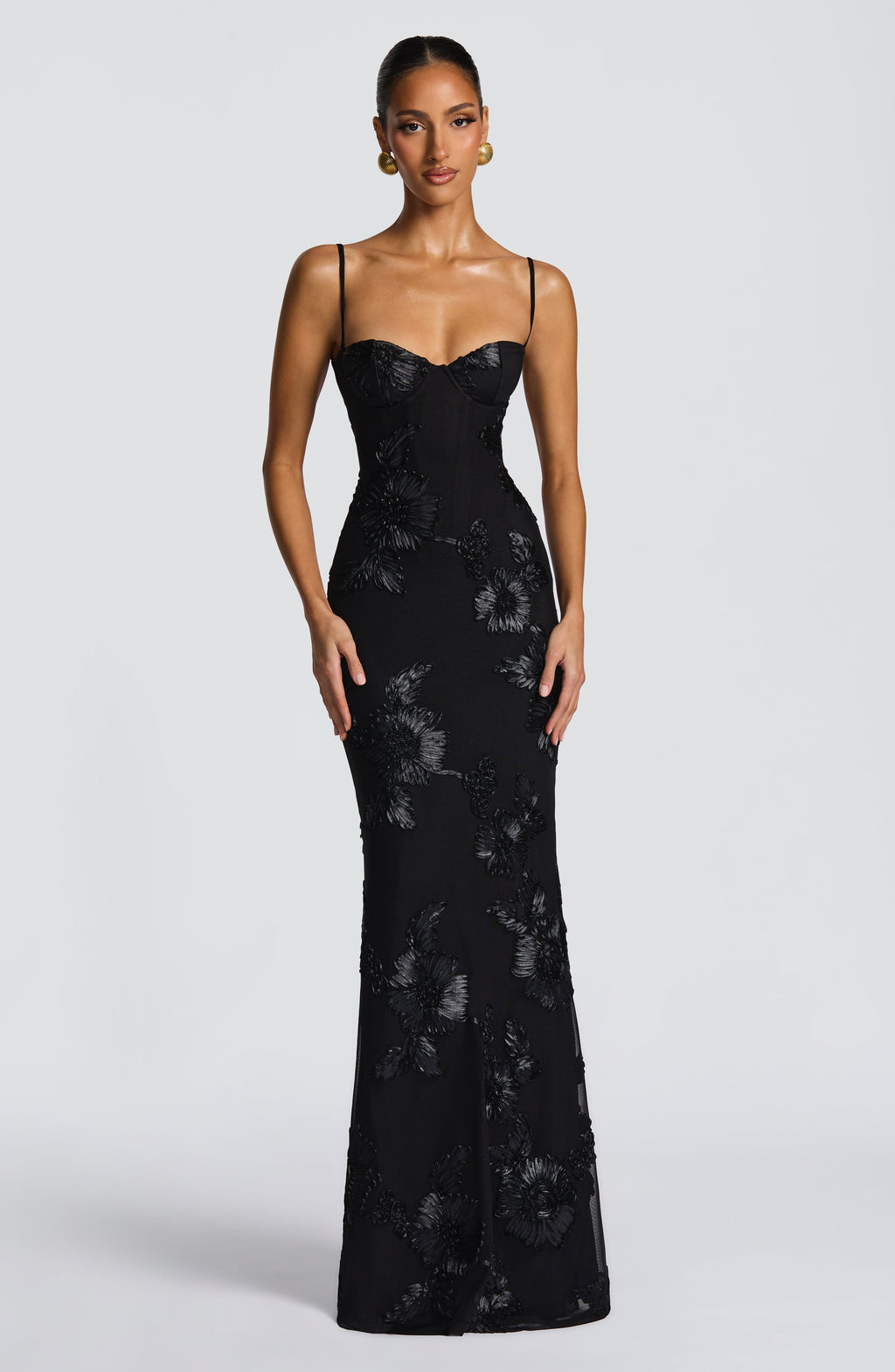 Théoline Floral Jacquard Corset Maxi Dress