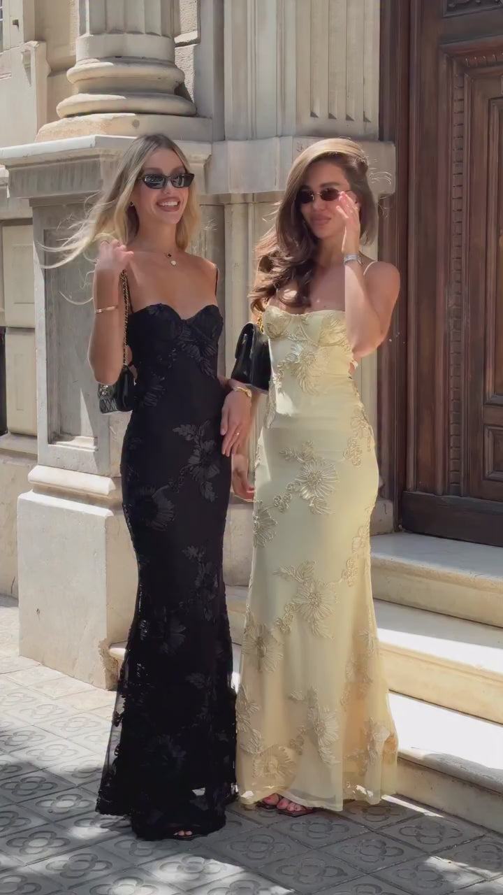 Théoline Floral Jacquard Corset Maxi Dress