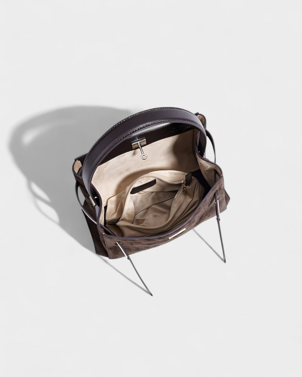 SOLARA Faux Suede Buckle Strap Tote Bag