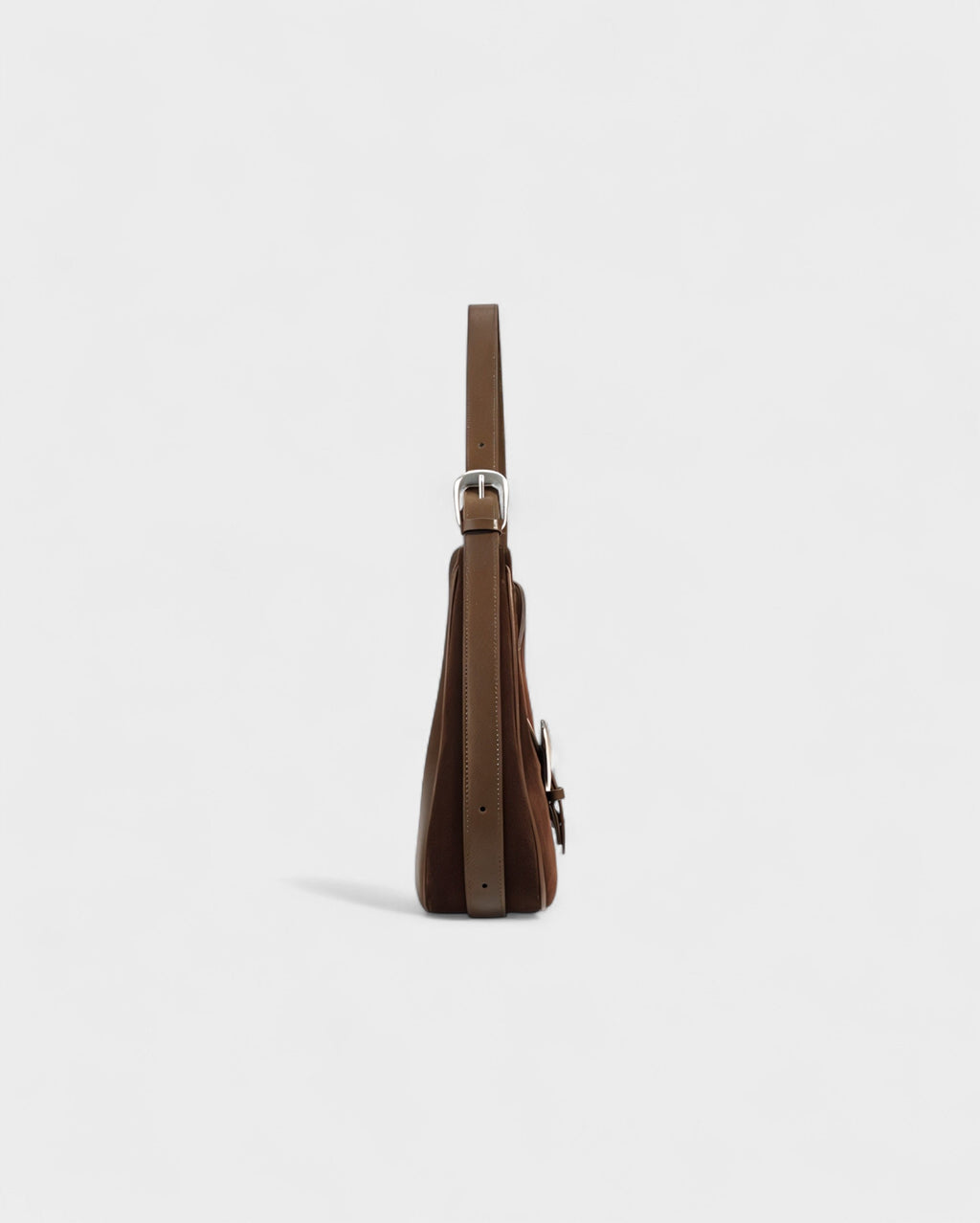 RIVARA Faux Suede Buckle Strap Shoulder Bag