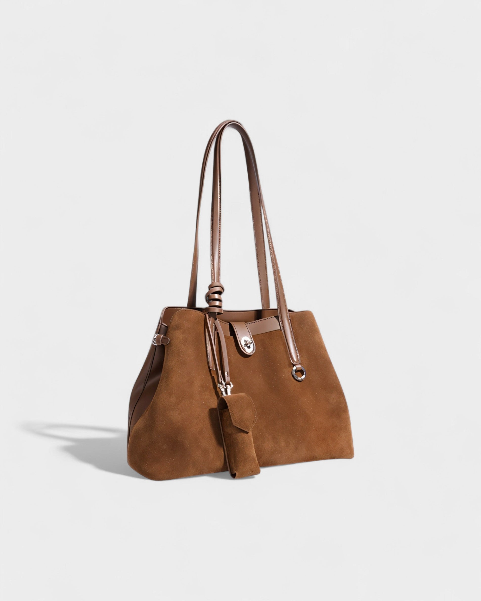 ORLINA Faux Suede Tote with Top Turn-Lock