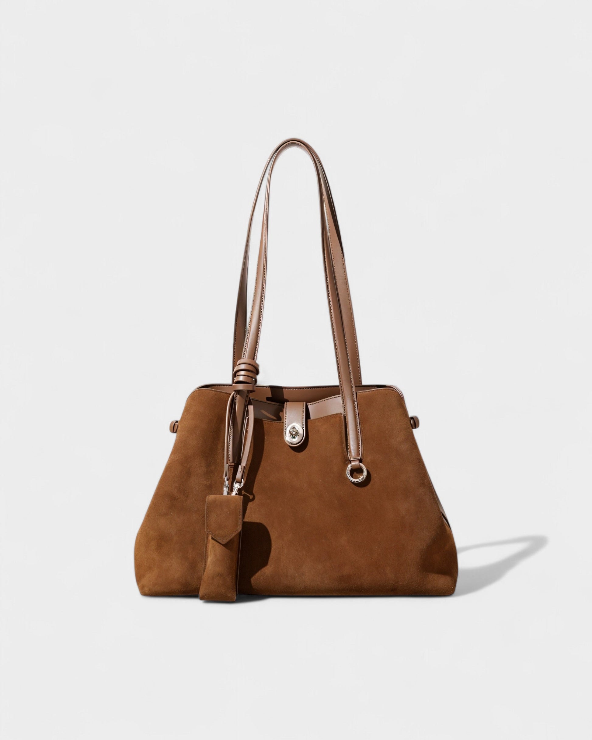 ORLINA Faux Suede Tote with Top Turn-Lock