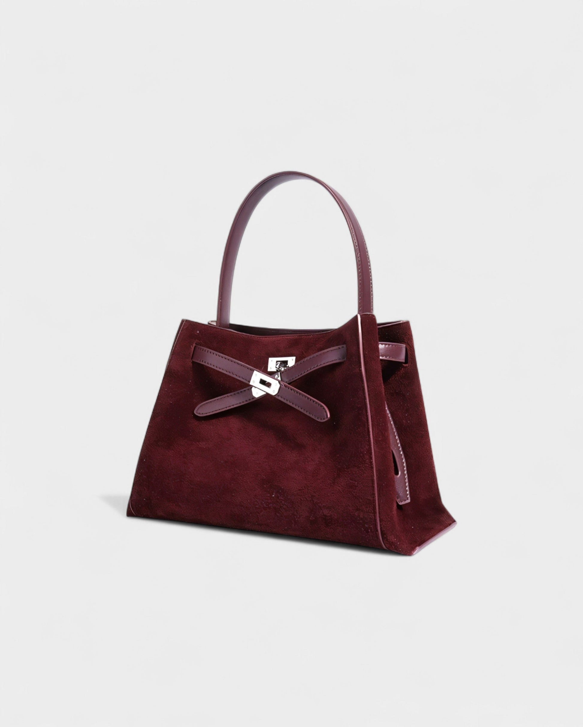 SOLARA Faux Suede Buckle Strap Tote Bag