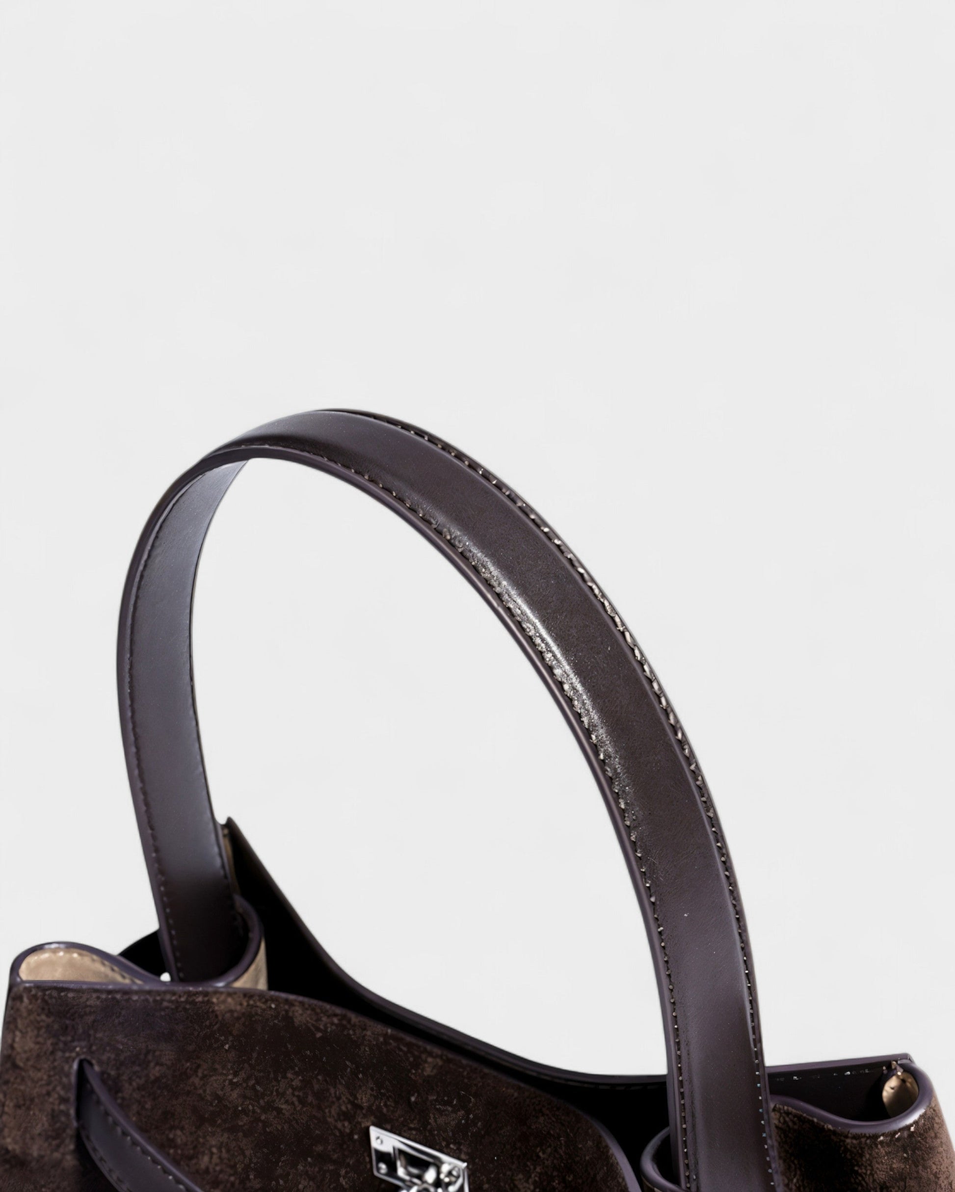 SOLARA Faux Suede Buckle Strap Tote Bag