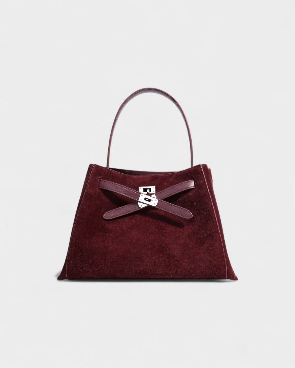 SOLARA Faux Suede Buckle Strap Tote Bag