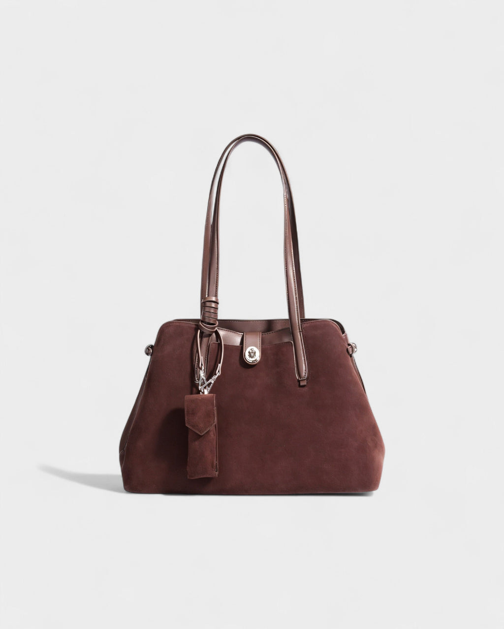 ORLINA Faux Suede Tote with Top Turn-Lock