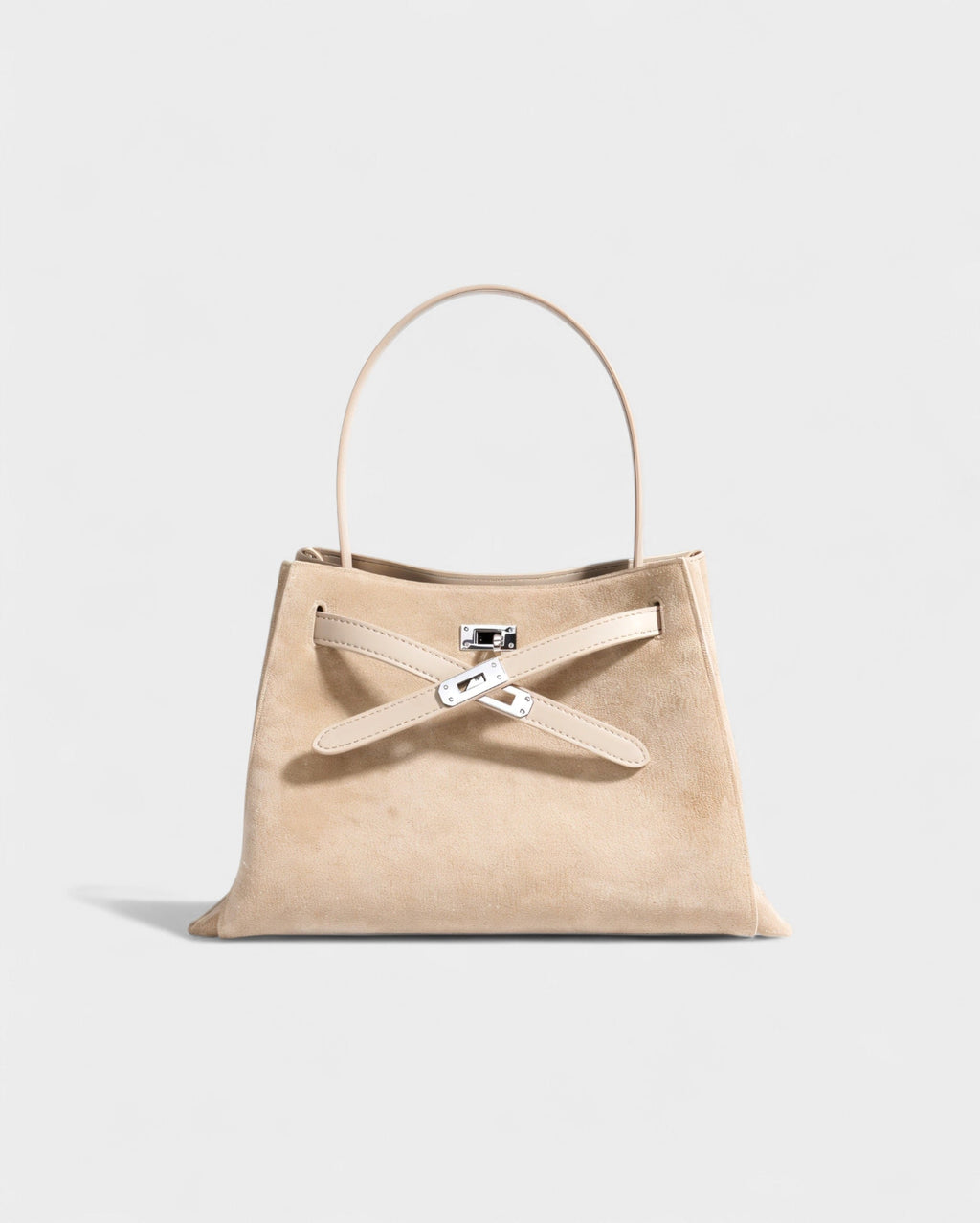 SOLARA Faux Suede Buckle Strap Tote Bag